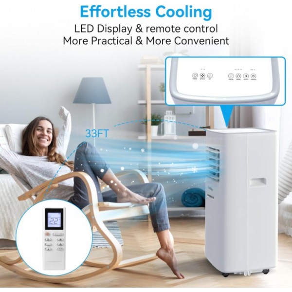 Coolblus Portable Air Conditioners, 8400 BTU air conditioner Cools Up to 350 Sq.Ft, 3 in 1 Portable AC with Remote, 24H Timer, Sleep Mode, Window Kit & Filter Brush, No Wall Required
