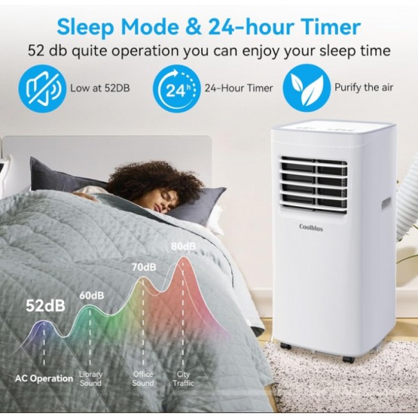 Coolblus Portable Air Conditioners, 8400 BTU air conditioner Cools Up to 350 Sq.Ft, 3 in 1 Portable AC with Remote, 24H Timer, Sleep Mode, Window Kit & Filter Brush, No Wall Required
