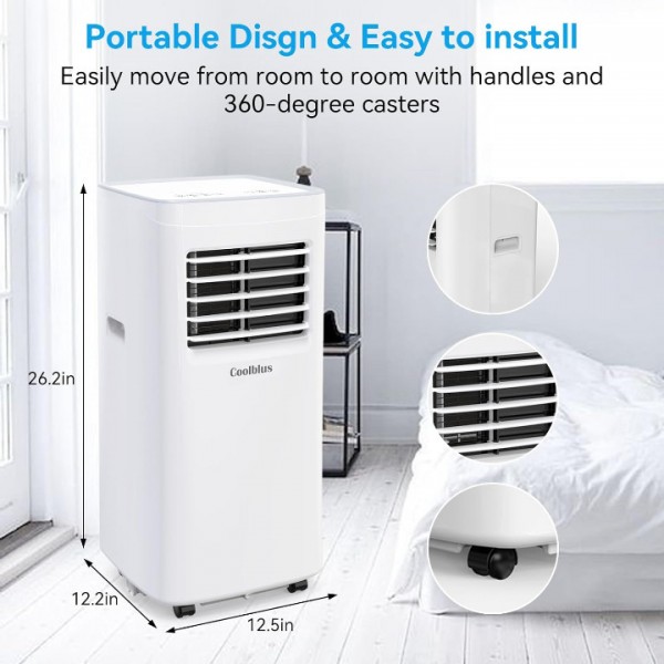 Coolblus 8500 BTU Portable Air Conditioners Cool Up to 360 Sq.Ft,3 IN 1 portable ac unit with Remote Control/LED Display/24Hrs Timer/Window Installation Kit & Screwdriver,White, 