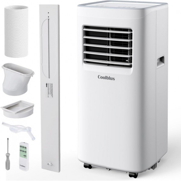 Coolblus 8500 BTU Portable Air Conditioners Cool Up to 360 Sq.Ft,3 IN 1 portable ac unit with Remote Control/LED Display/24Hrs Timer/Window Installation Kit & Screwdriver,White, 